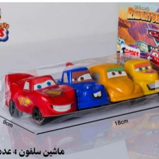 4 عدد ماشین مک کویین پلاستیکی مناسب بازی کودکانتون کاملا سبک و جنس عالی اسبابازی بچه ها